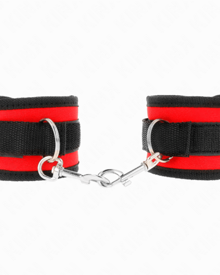 KINK - NYLON BIND-HANDHANDFESSELN MIT KLETTVERSCHLUSS ROT-SCHWARZ MODELL 2 VERSTELLBAR 18-35 CM X 6 CM