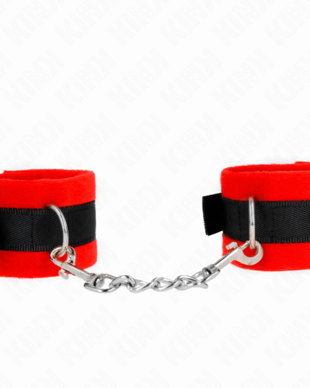 KINK - BEGINNER PELZHANDMANSCHETTEN SCHWARZ-ROT 30 X 7 CM