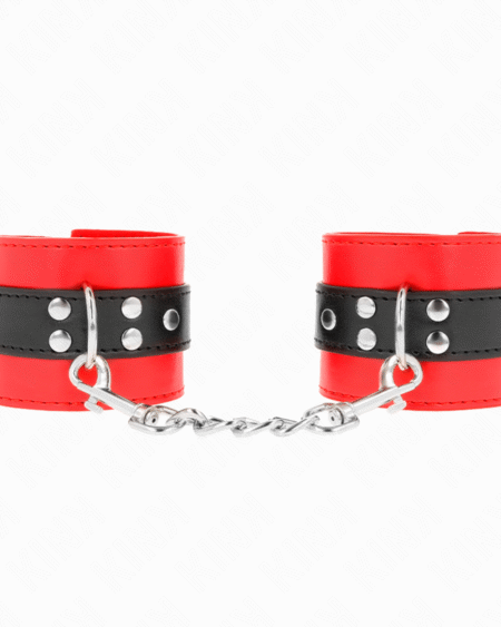 KINK - HANDGELENKFESSELN ROT MIT SCHWARZEM GÜRTEL VERSTELLBAR 17-28 CM X 6 CM