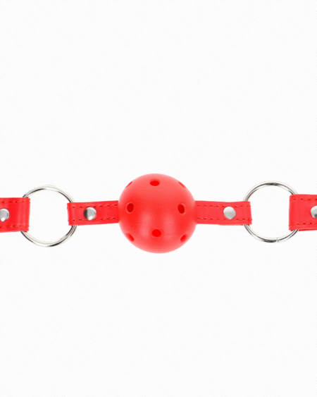 KINK - ATMUNGSAKTIVER BALL 4 CM KNEBEL MIT DOPPELNIET MODELL 1 ROT 62,5 x 2,5 CM VERSTELLBAR 42-58 CM