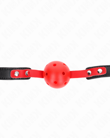 KINK - ROTER HOHLKUGEL, 4 CM, KNEBEL, SCHWARZER GURT 60 x 2 CM, VERSTELLBAR 37-52 CM