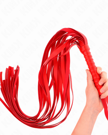 KINK - ROTE PEITSCHE MIT KURZEM GRIFF UND LANGEM SCHWANZ 70 CM
