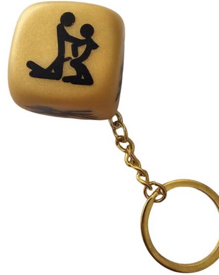 DIABLO PICANTE - GOLDENER WÜRFEL-SCHLÜSSELANHNGER MIT POSEN