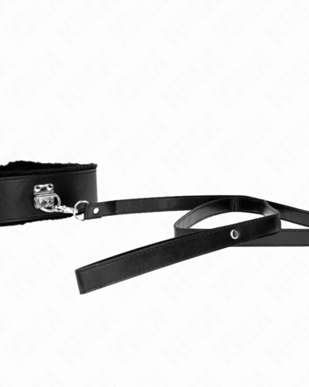 KINK - HALSKETTE MIT LEINE 116 CM MIT SILBERNEN NIETEN MODELL 4 SCHWARZ VERSTELLBAR 40-48 CM X 6 CM