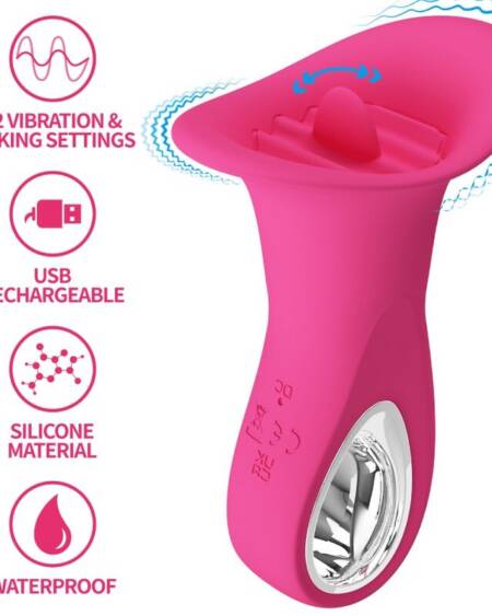 PRETTY LOVE - CLYDE ORALVIBRATOR VIBRIERENDE ZUNGE 12 VIBRATIONEN ROSA