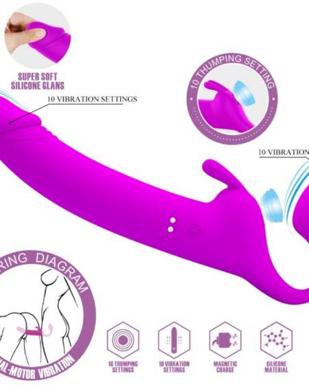 PRETTY LOVE - ZANINI STRAPLESS STRAP-ON 10 VIBRATIONEN LILA