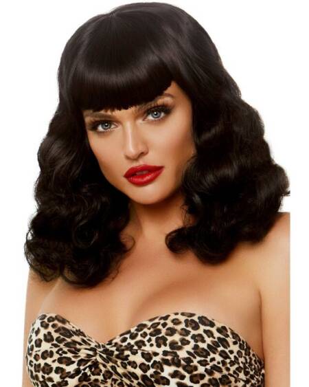 LEG AVENUE – LOCKIGE RETRO-PERÜCKE MIT PONY LEUCHTEND SCHWARZ