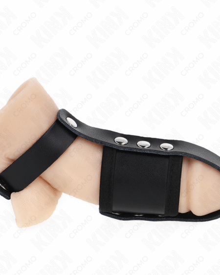 KINK - PENISKÄFIGRING AUS LEDER MIT VERSTELLBAREM BESCHICHTETEM HOCKENTRENNERGURT