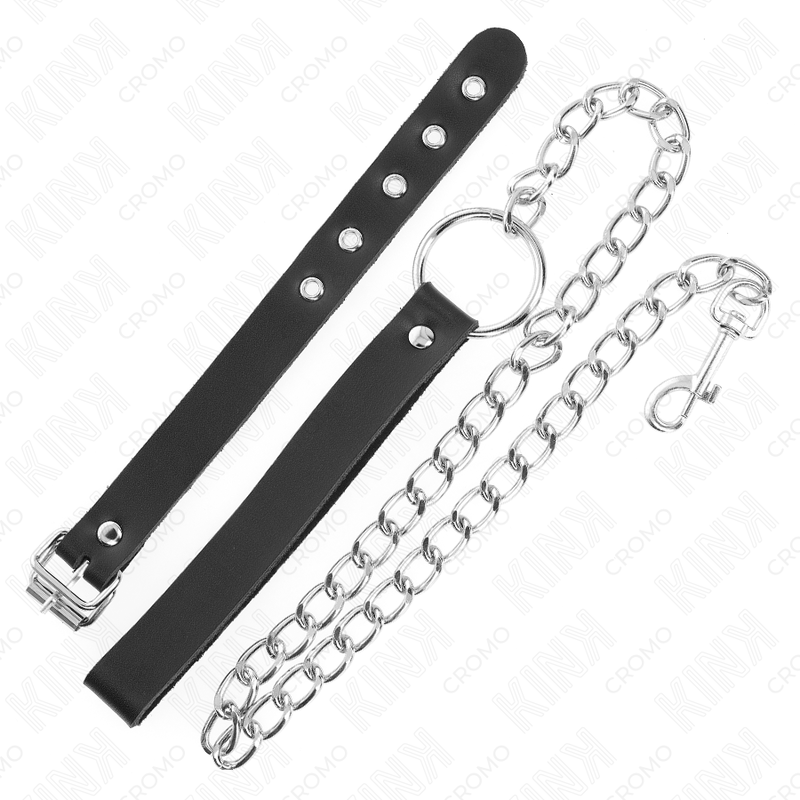 KINK - PENISRING AUS LEDER MIT RIEMEN 21,5 X 2 CM UND METALLKETTE 60 CM – Bild 3