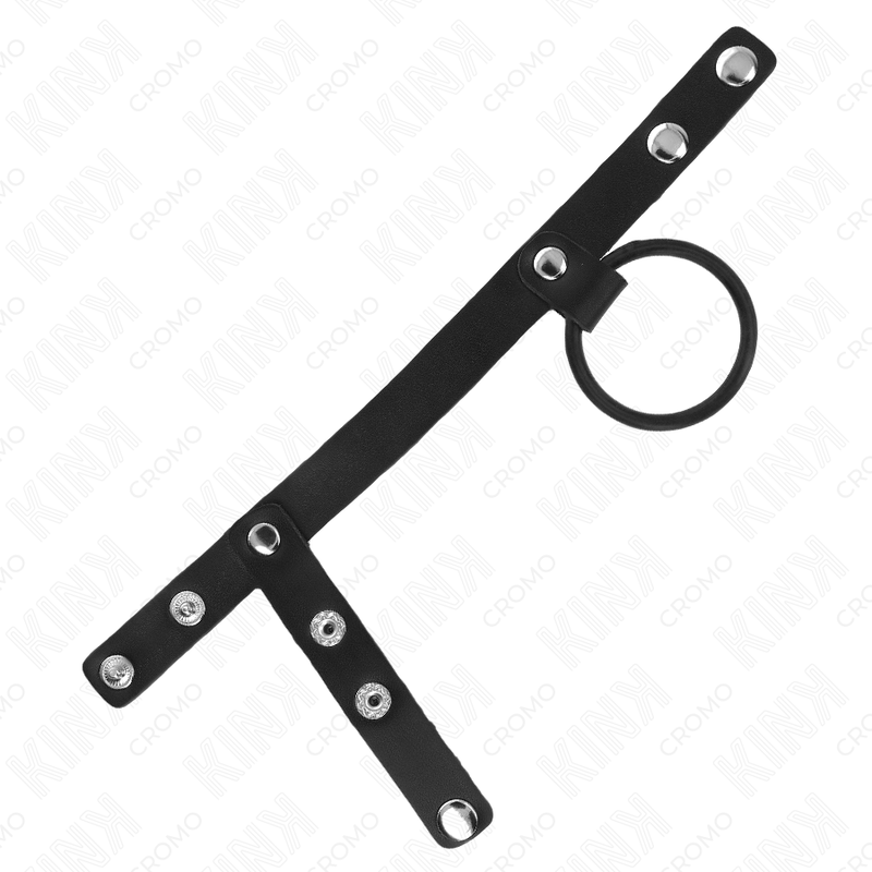 KINK - PENISRING AUS SILIKON 3,8 CM MIT HOHEM TEILER UND LEDERBAND 22 X 1,5 CM – Bild 4