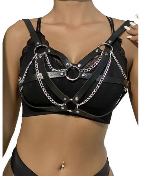 SUBBLIME - 953713 PUNK BONDAGE GÜRTEL METALLSCHNALLE SCHWARZ EINE GRÖSSE