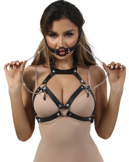 SUBBLIME - 953720 BONDAGE LEDERRIEMEN BRUSTKLEMMEN SCHWARZ EINE GRÖSSE