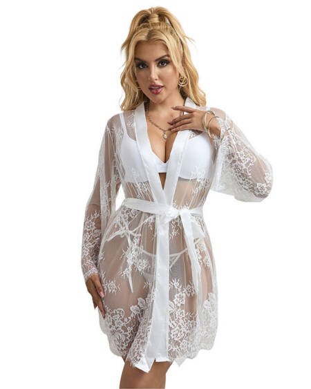 SUBBLIME - 954376 LANGÄRMELIGES NACHTHEMD MIT BLUMENMUSTER WEISS L/XL