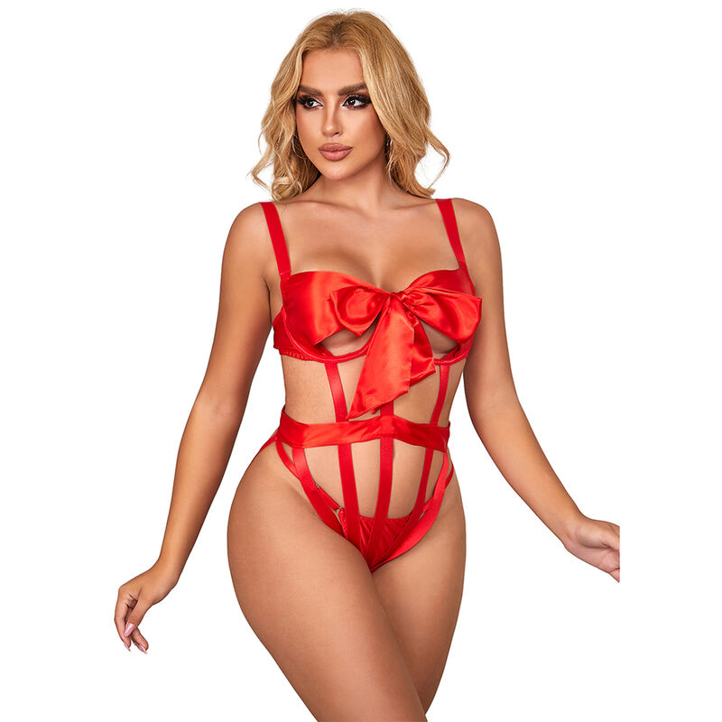 SUBBLIME - 954475 SEXY DURCHBROCHENER BODY MIT SCHLEIFE ROT L/XL