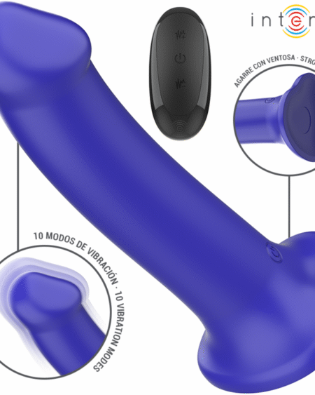 INTENSE - VICTORIA VIBRATOR MIT SAUGNAPF 10 VIBRATIONEN DUNKELBLAU FERNBEDIENUNG