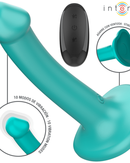 INTENSE - KATIE VIBRATOR MIT SAUGNÄPFEN 10 VIBRATIONEN BLAU FERNBEDIENUNG