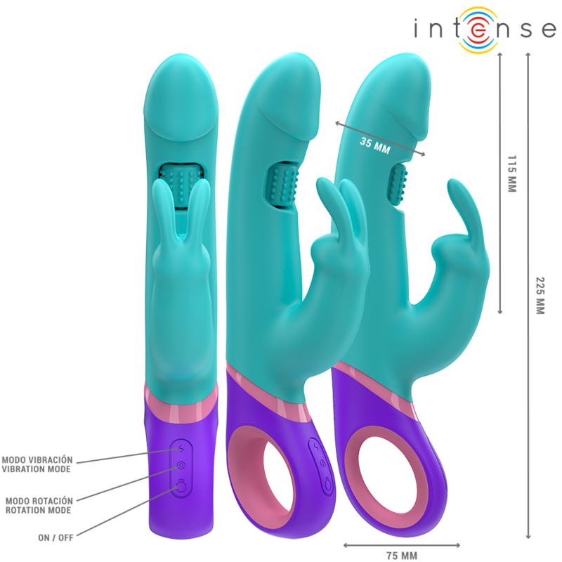 INTENSE - MONICA RABBIT VIBRATOR MIT ROTIERENDEM G-SPOT-STIMULATOR BLAU – Bild 2