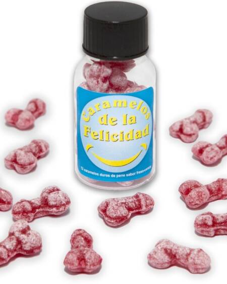 DIABLO PICANTE ? GLAS MIT 12 ERDBEER-/KIRSCH-BONBONS IN PENISFORM