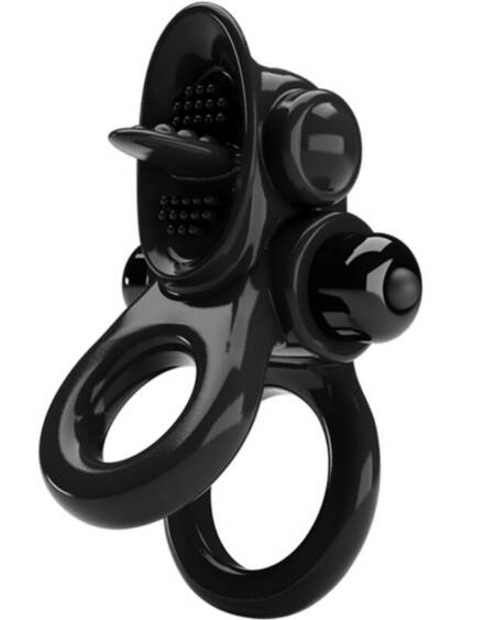 PRETTY LOVE - PASSIONATE RING DOPPELTER VIBRATIONSRING + KLITORIS-STIMULATOR SCHWARZ