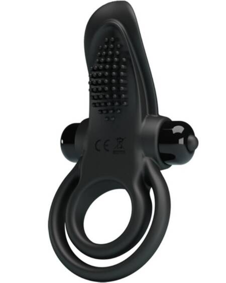 PRETTY LOVE - DOPPELTER VIBRATIONSRING + KLITORISSTIMULATOR 10 VIBRATIONEN SCHWARZ