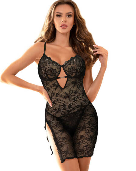 SUBBLIME - 954185 SPITZEN-BABYDOLL MIT VERSTELLBAREN TRÄGERN SCHWARZ S/M