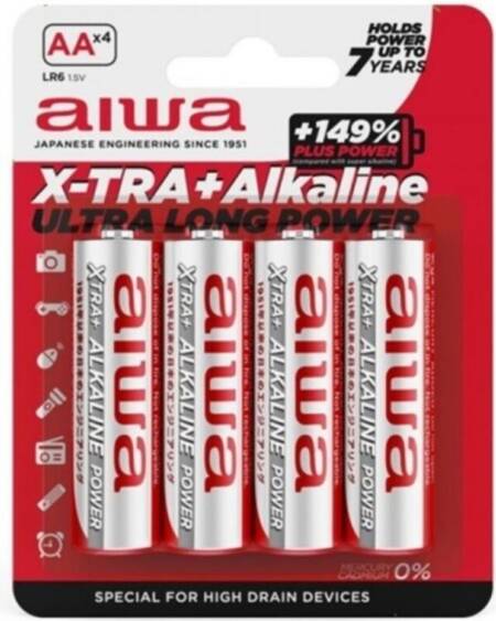 AIWA - X-TRA ALKALINE AA ALKALINE BATTERIE LR6 BLISTER*4