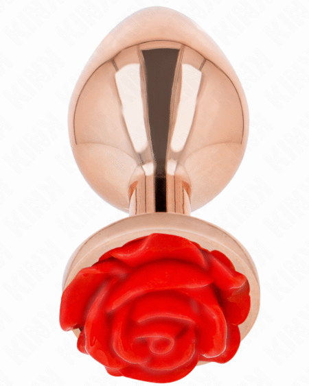 KINK - ROSA GOLDENER ANALSTECKER MIT ROTER ROSE L