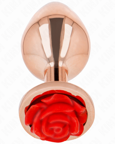 KINK - ROSA GOLDENER ANALSTECKER MIT ROTER ROSE M