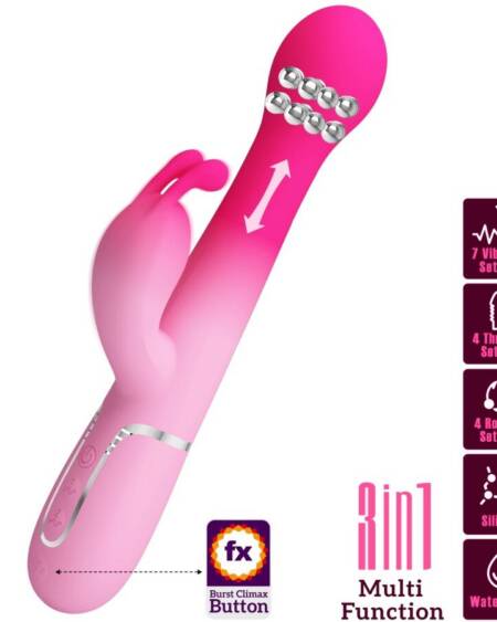 PRETTY LOVE - DEJON 3 IN 1 MULTIFUNKTIONS-RABBIT-VIBRATOR ROSA