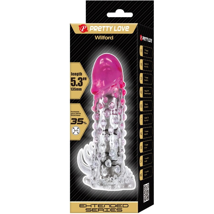 PRETTY LOVE - WILFORD REALISTISCHE VERGRÖSSERUNGSHÜLSE MIT GEPRÄGTEM PENIS ROSA – Bild 6