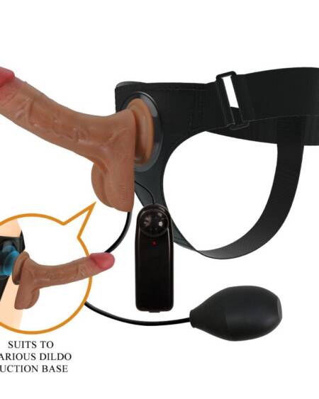 PRETTY LOVE - UNIVERSAL HARNESS SLIP MIT VIBRIERENDEM UND SQUIRTING-DILDO 15,5 CM MULATO