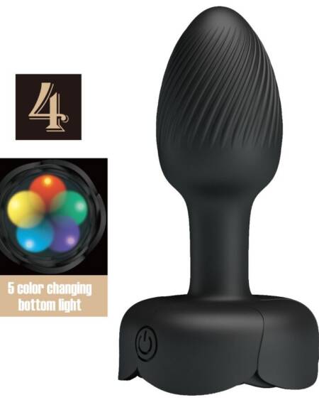 PRETTY LOVE - OLMAN ANAL PLUG MIT LED LICHT SCHWARZ 8,8 CM