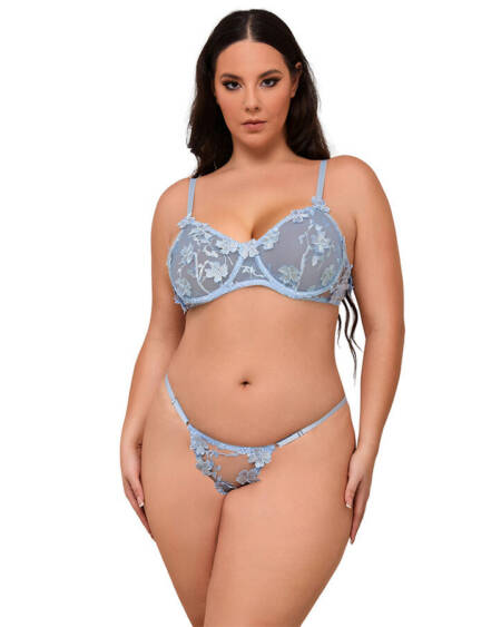 SUBBLIME - 957636 BH- UND SLIP-SET MIT BLUMENSTICKEREI HIMMELBLAU L/XL