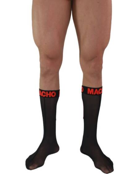 MACHO - DÜNNE SOCKEN EINHEITSGRÖSSE SCHWARZ/ROT