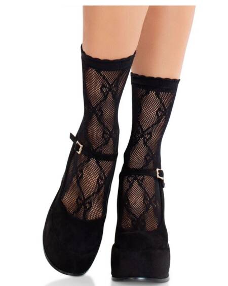 LEG AVENUE – SCHWARZE SPITZENSOCKEN MIT SCHLEIFE