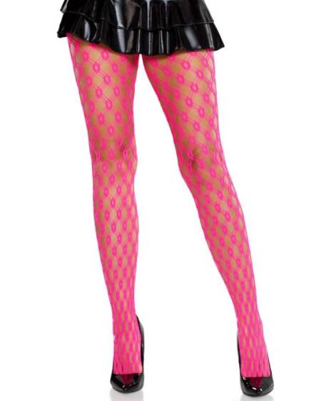 LEG AVENUE - SPITZENSTRUMPFHOSEN MIT ÖSEN NEON PINK