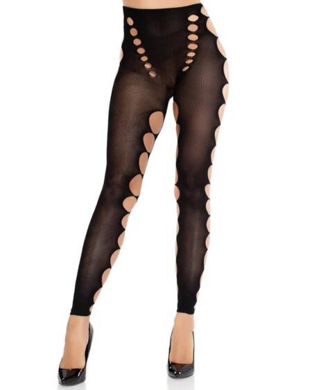 LEG AVENUE - NAHTLOSE, BLICKDICHTE STRÜMPFE MIT AUSSCHNITT AN DEN FÜSSEN SCHWARZ