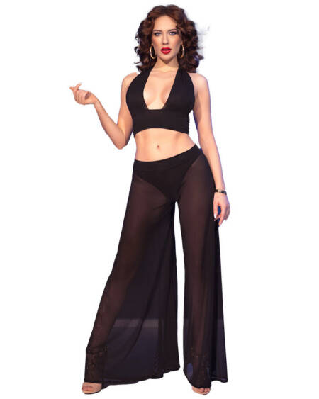 CHILIROSE - CR 4857 SCHWARZES TOP- UND HOSENSET GRÖSSE XL