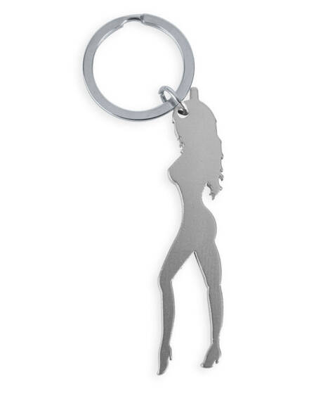 DIABLO PICANTE - SCHLÜSSELANHÄNGER MIT WEIBLICHER SILHOUETTE IN SILBERFARBE MIT BIERÖFFNER