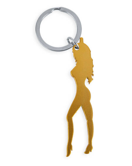 DIABLO PICANTE - SCHLÜSSELANHÄNGER MIT WEIBLICHER SILHOUETTE IN GOLDFARBE MIT BIERÖFFNER