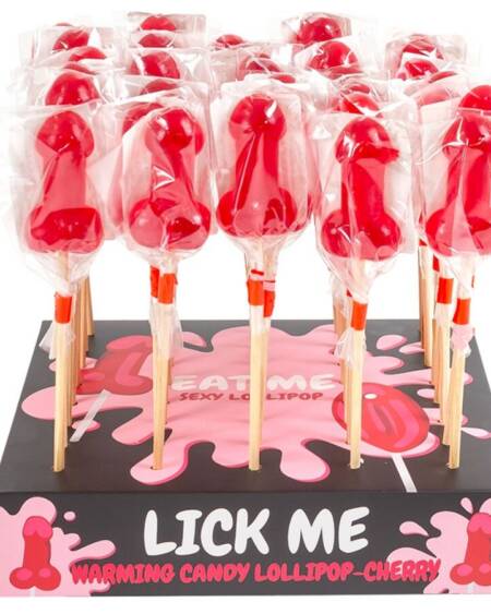 SECRETPLAY - CHERRY CANDY PENIS LOLLIPOP DISPLAY MIT SCHARFEM WÄRMEEFFEKT (40 STÜCK)