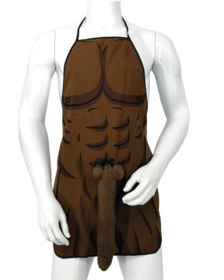 DIABLO PICANTE - MUSKELSCHÜRZE MIT 3D-PENIS IN BRAUN