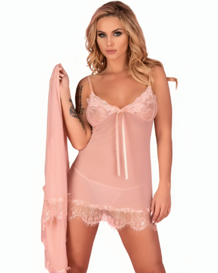 LIVCO CORSETTI FASHION - HYEONA 1710 BABYDOLL + THONG ROSE M