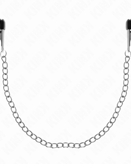 KINK - FLACHE KETTE NIPPELKLEMMEN SILBER 34 CM