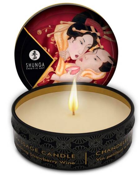SHUNGA - MINI CARESS BY CANDELIGHT ERDBEERE UND CAVA MASSAGEKERZE 30 ML