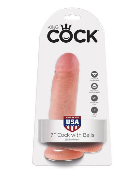 KING COCK - 7 DILDO FLEISCH MIT EIER 17.8 CM