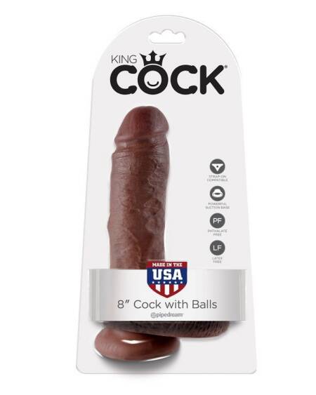 KING COCK - 8" PENE REALÍSTICO MARRÓN 20.3 CM