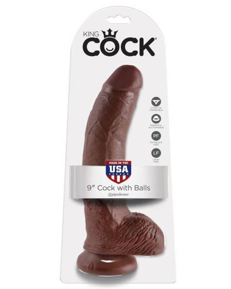 KING COCK - 9 DILDO BRAUN MIT EIER 22.9 CM