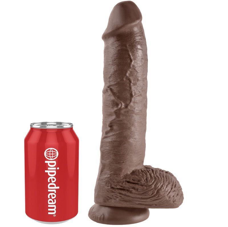 KING COCK - 10 DILDO BRAUN MIT EIER 25.4 CM – Bild 3