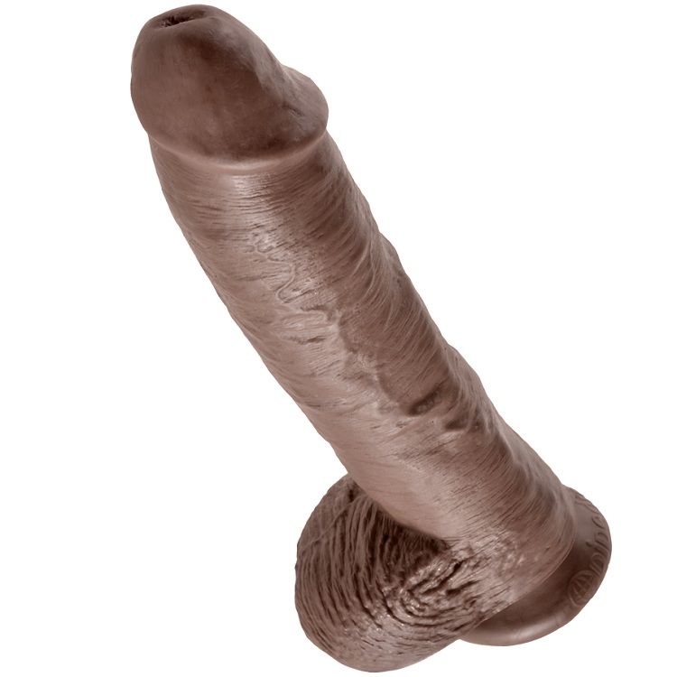 KING COCK - 10 DILDO BRAUN MIT EIER 25.4 CM – Bild 4